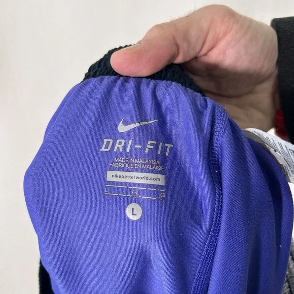 Nike Running Shorts Women's Large Blue Grey Striped Lined Drawstring Pull On - Picture 9 of 9